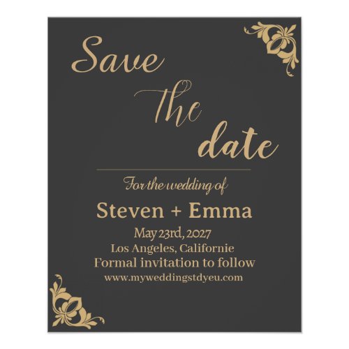 Budget Black Gold Agate Wedding Save the Date Flyer