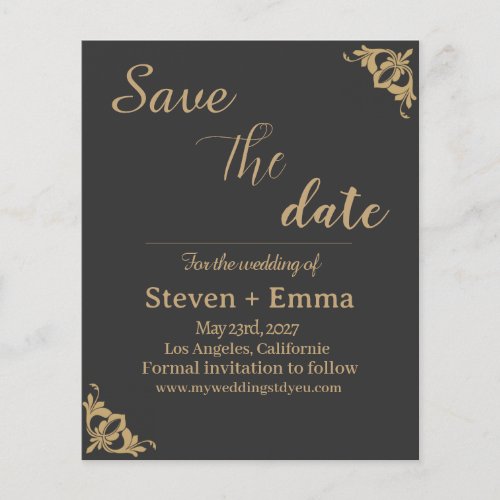 Budget Black Gold Agate Wedding Save the Date Flyer