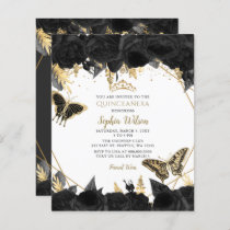 Budget Black Gold Butterfly Quinceañera Invitation