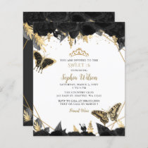 Budget Black Gold Butterfly SWEET 16 Invitation