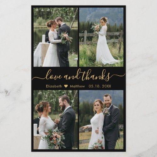 Budget Black Gold Collage Wedding Thank You Flyer