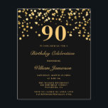 Budget Black Gold Confetti 90Th Birthday Party  Flyer<br><div class="desc">Budget Black Gold Confetti 90Th Birthday Party Flyer</div>