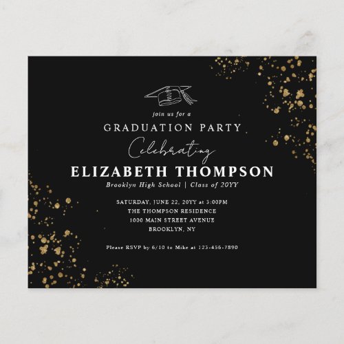 Budget Black Gold Confetti Grad Graduation Party