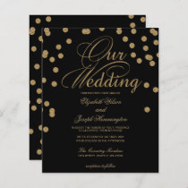 Budget Black Gold Confetti Wedding Invitation