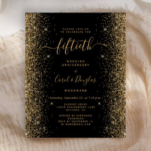Budget Black Gold Glitter 50th Anniversary Party