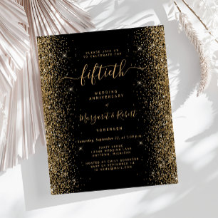 Budget Black Gold Glitter 50th Anniversary Party