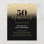 Budget Black Gold Glitter 50th Birthday Invitation<br><div class="desc">Can be fully customized to suit your needs. © Gorjo Designs. Made for you via the Zazzle platform. // Looking for matching items? Other stationery from the set available in the ‘collections’ section of my store. // Need help customizing your design? Got other ideas? Feel free to contact me (Zoe)...</div>