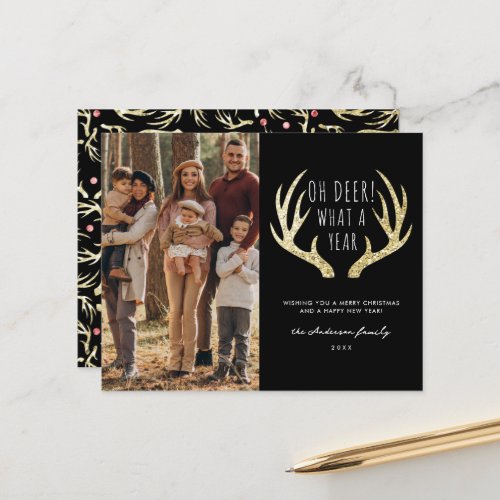 Budget Black  Gold Glitter Deer Antlers Christmas