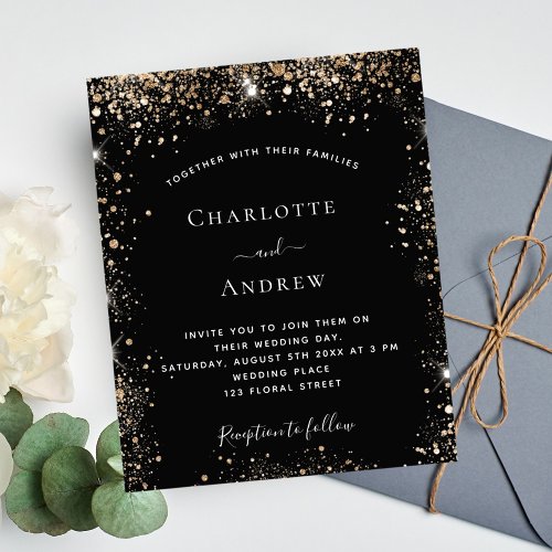 Budget black gold glitter sparkle elegant wedding