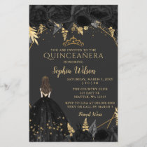 Budget Black Gold Princess Quinceañera Invitation
