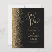 Budget Black Gold Save the Date Card (Front)