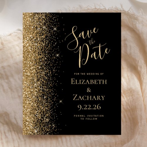 Budget Black Gold Save the Date Card