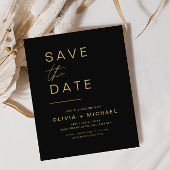 Budget Black Gold Save The Date Elegant Flyer by Hot_Foil_Creations at Zazzle