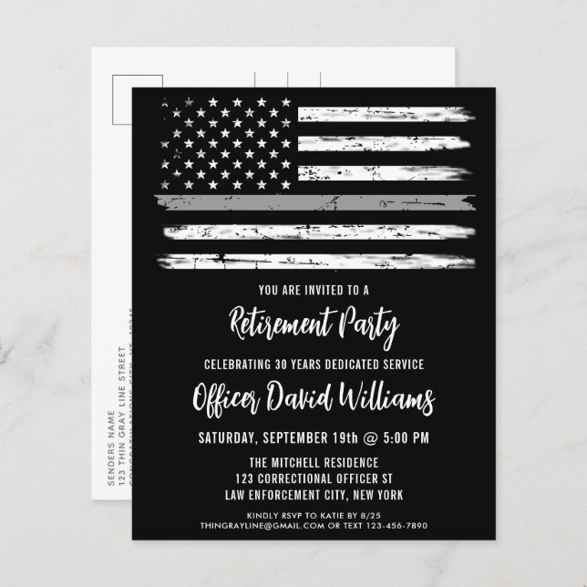 Budget Black Gray Correctional Officer Retirement  (Front/Back)