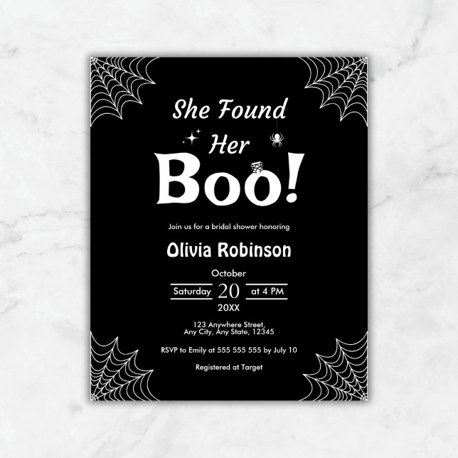 Budget Black Halloween Bridal Shower Invitation  (Budget Black She Found Her Boo Halloween Bridal Shower Invitation   )