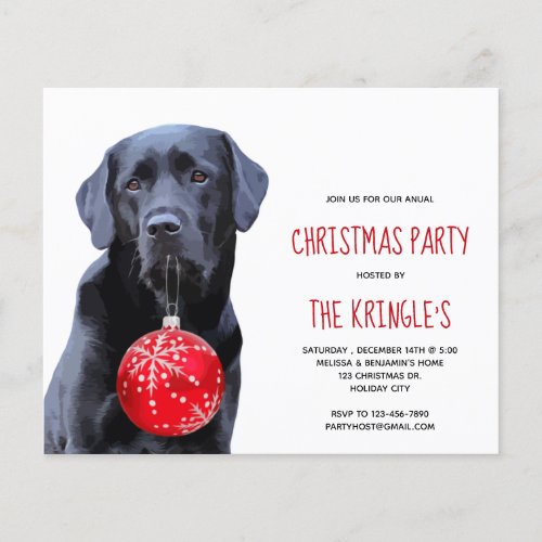 Budget Black Lab Christmas Dog Invitation