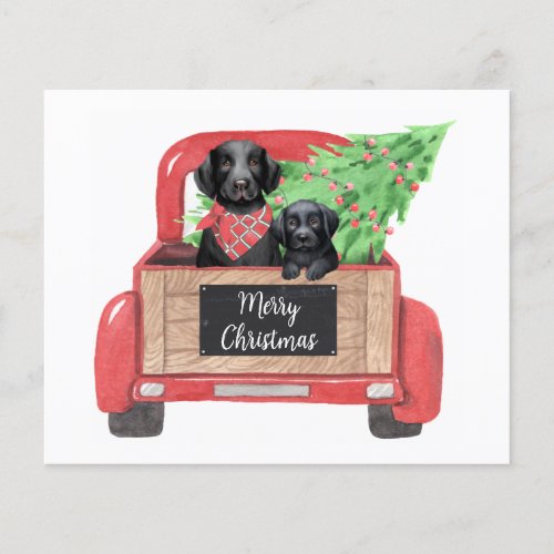 Budget Black Lab Puppy Dog Red Christmas Truck 