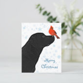 Budget Black Labrador Cardinal Christmas Postcard (Standing Front)