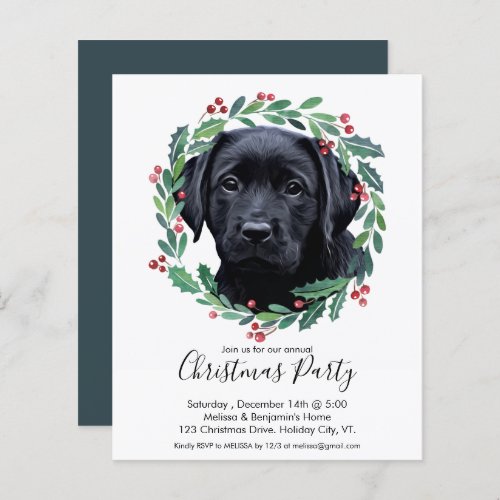 Budget Black Labrador Dog Christmas Invitation