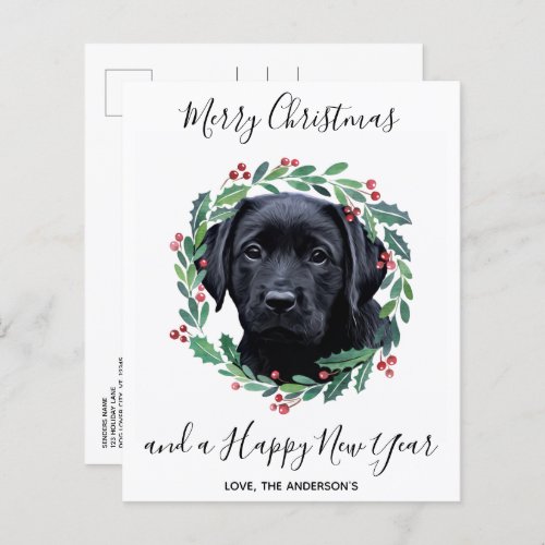 Budget Black Labrador Dog Merry Christmas Card