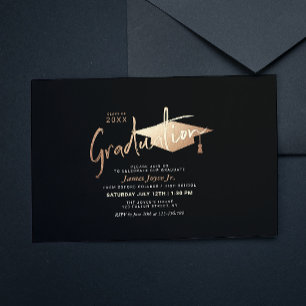 Budget Black Minimal Graduation Party Invitations Flyer