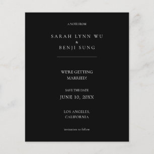 Budget Black Minimalist Mod 2V2 Save the Date Flyer