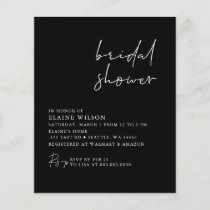 Budget Black Modern Bridal Shower Invitation