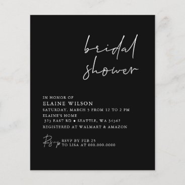 Budget Black Modern Bridal Shower Invitation