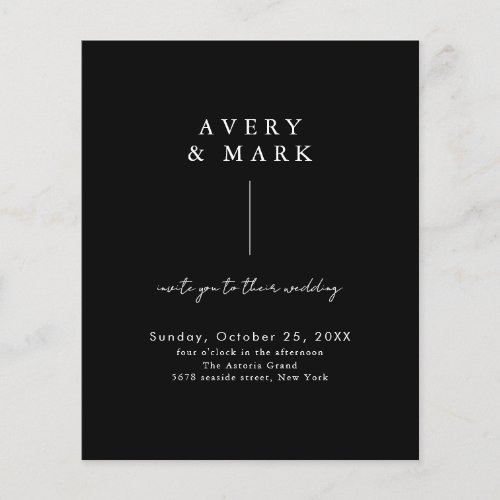 Budget Black Modern Wedding Invitation Flyer