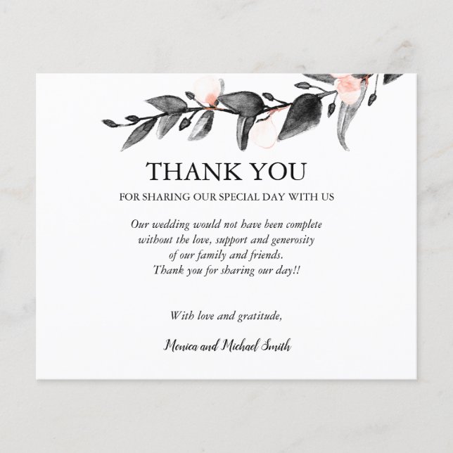 BUDGET BLACK PINK Bloom WEDDING THANK YOU (Front)
