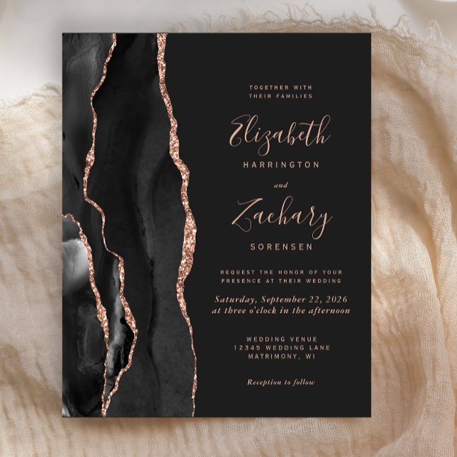 Budget Black Rose Gold Agate Dark Wedding (Creator Uploaded)