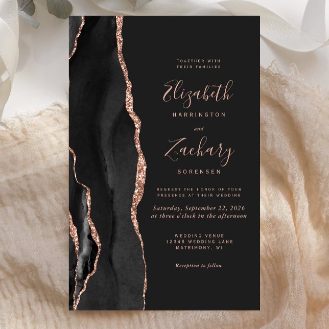 Budget Black Rose Gold Agate Dark Wedding (Creator Uploaded)