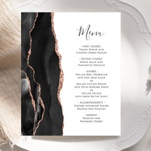 Budget Black Rose Gold Agate Wedding Menu