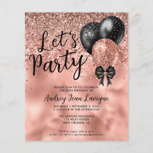 Budget Black Rose Gold Balloon Lets Party Birthday