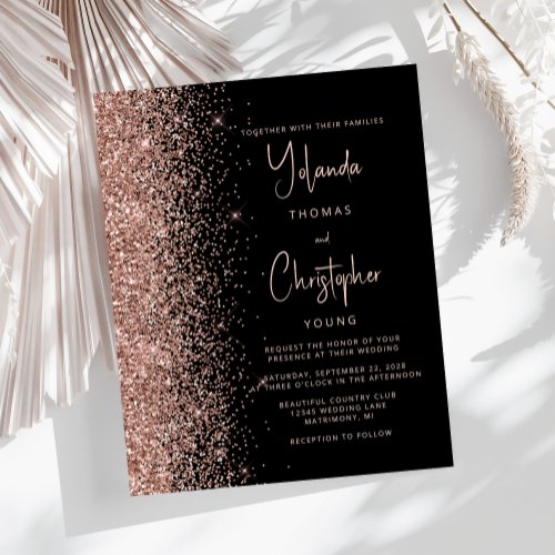 Budget Black Rose Gold Glitter Trendy Wedding