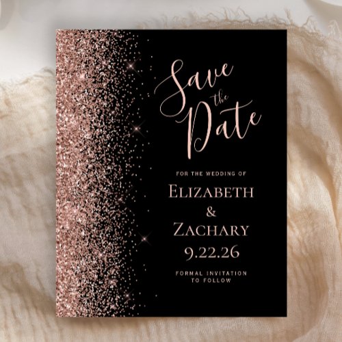 Budget Black Rose Gold Save the Date