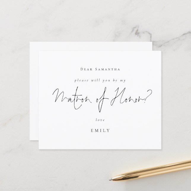 Budget Black Script Matron of Honor Request  (Front/Back In Situ)