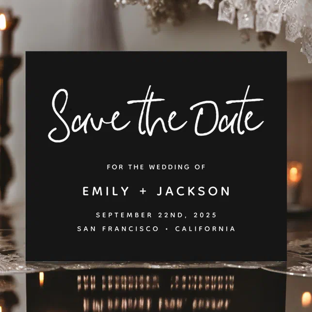 Budget Black Script Simple Elegant Save the Date | Zazzle