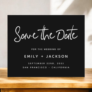 Budget Black Script Simple Elegant Save the Date Flyer