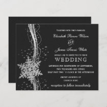 Budget Black Silver Snowflakes wedding invitations