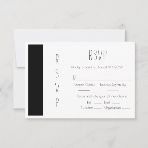 Budget Black Simple Wedding RSVP Card