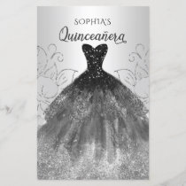 Budget Black Sparkle Dress Quinceañera Invitation