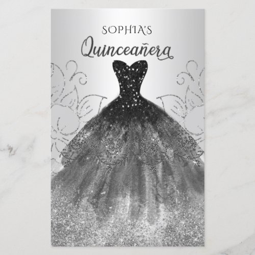 Budget Black Sparkle Dress Quinceaera Invitation