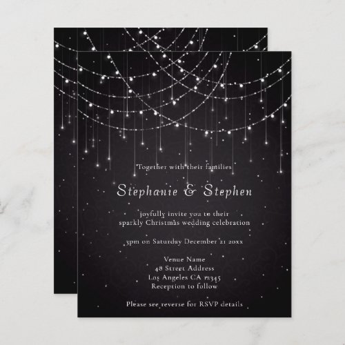 Budget Black String Lights QR Code Wedding Invite