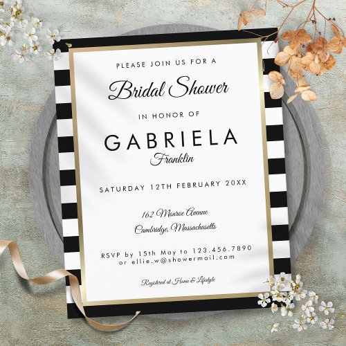 Budget Black Stripe Bridal Shower Invitation