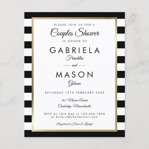 Budget Black Stripe Gold Couples Shower Invitation