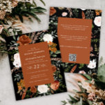 Budget black terracotta floral wedding details  flyer<br><div class="desc">Budget rustic watercolor floral wedding invite and details card. With beautiful rust,  terracotta,  blush pink,  black and sage green pampas grass eucalyptus watercolor details. This modern wedding invite is sure to set the style for your big day.</div>