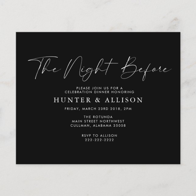 Budget Black The Night Before | Invitation  Flyer (Front)