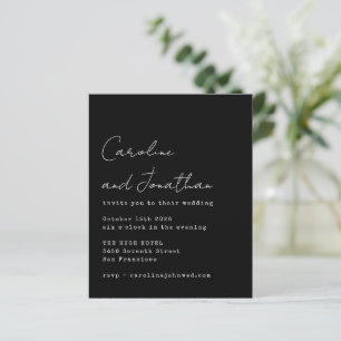 Budget Black Typewriter Script Wedding Invite