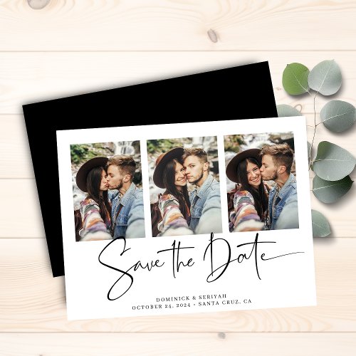 Budget Black Typography Wedding Save the Date